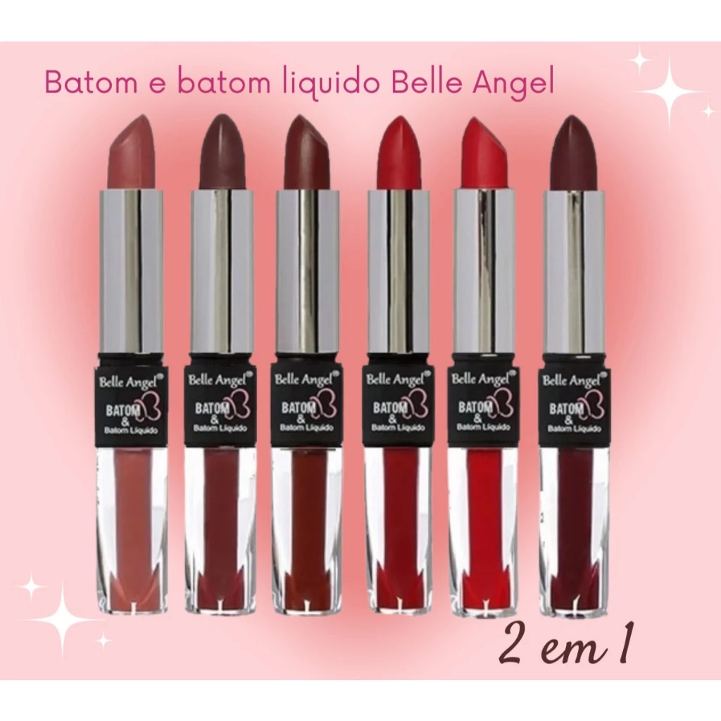 Batom Matte 2 em 1 Belle Angel – Bastão + Líquido com Alta Fixação