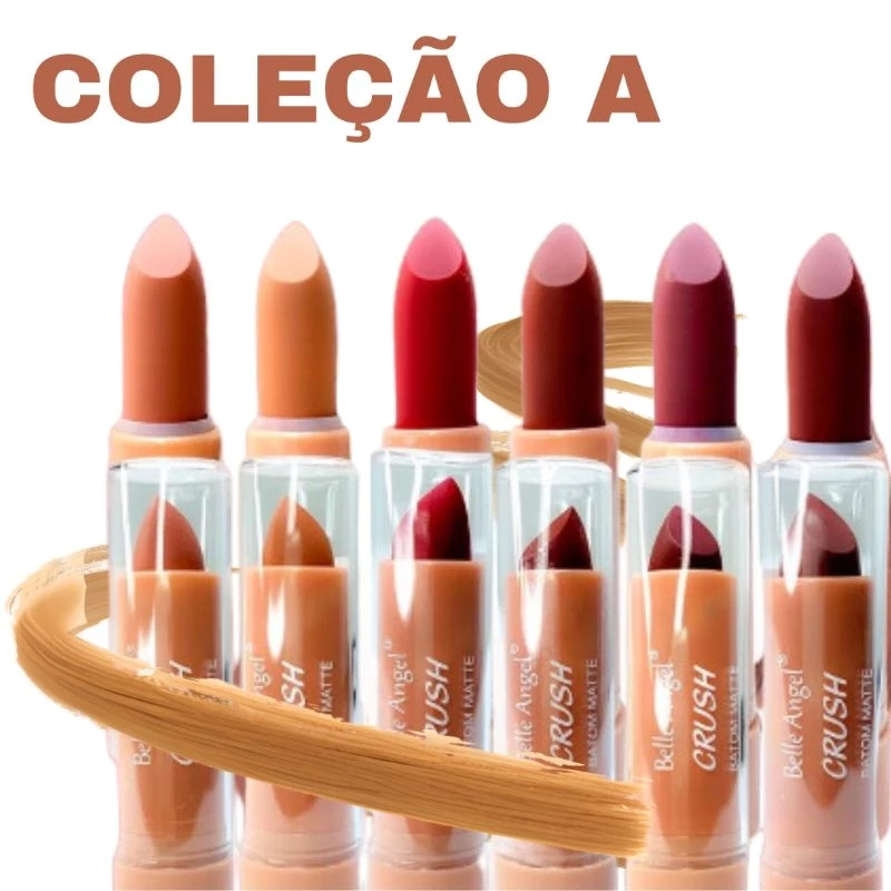 Batom Bastão Matte Crush Belle Angel – Alta Pigmentação e Cores Intensas