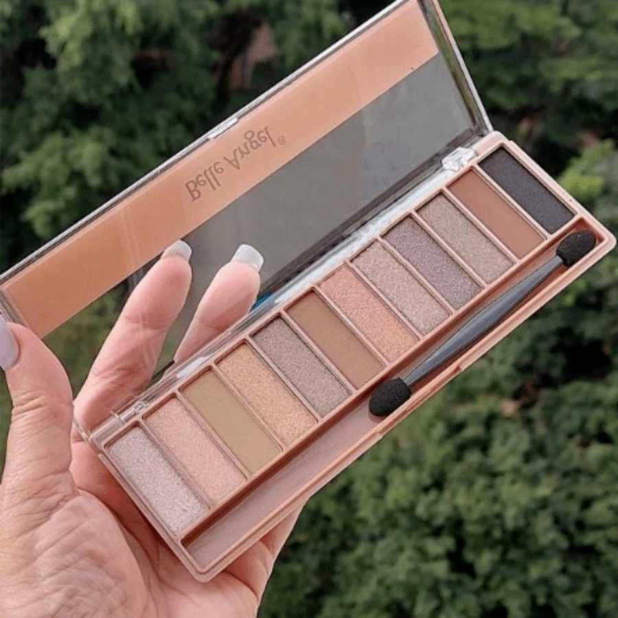 Paleta de Sombras Belle Angel 12 Cores Foscas e Peroladas com Pincel Aplicador