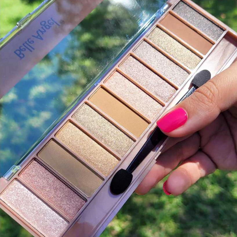 Paleta de Sombras Belle Angel 12 Cores Foscas e Peroladas com Pincel Aplicador