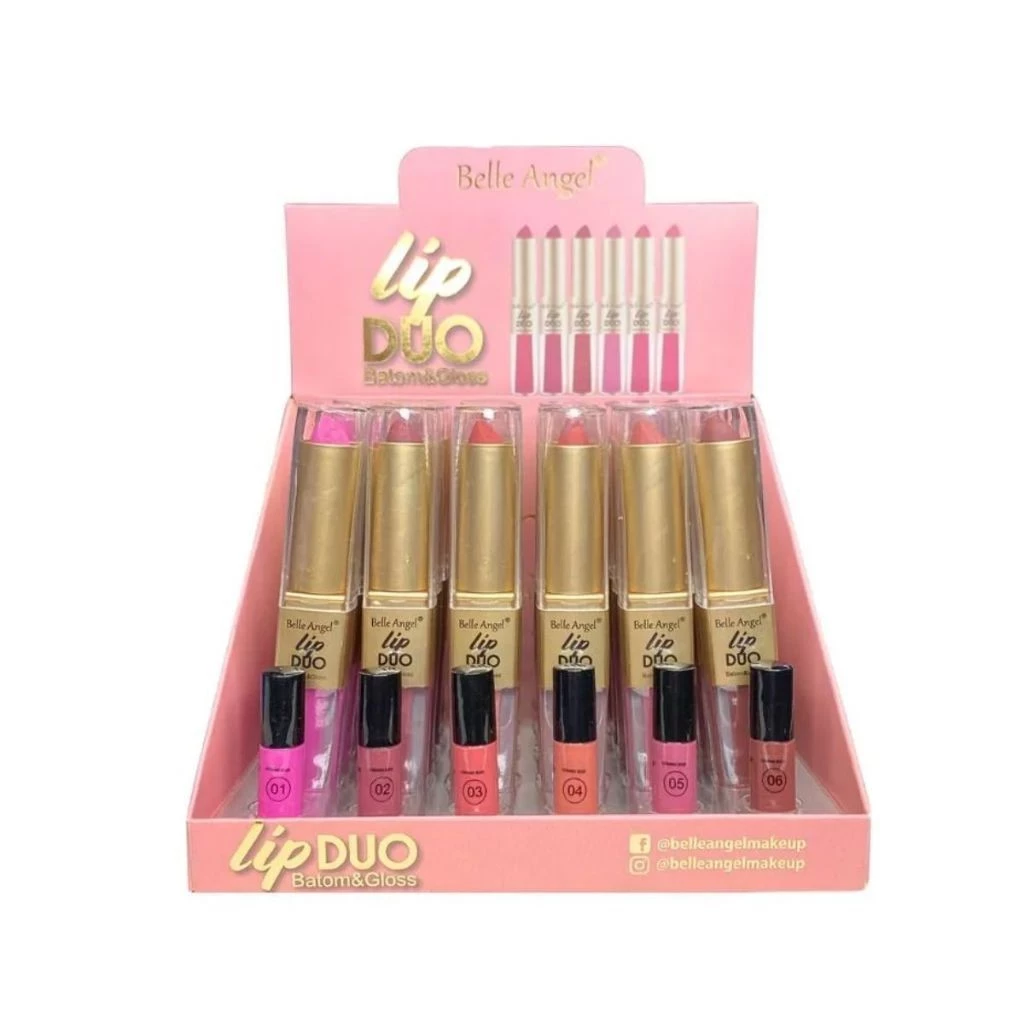Lip Duo 2 em 1 Belle Angel – Batom Cremoso + Gloss Brilhante